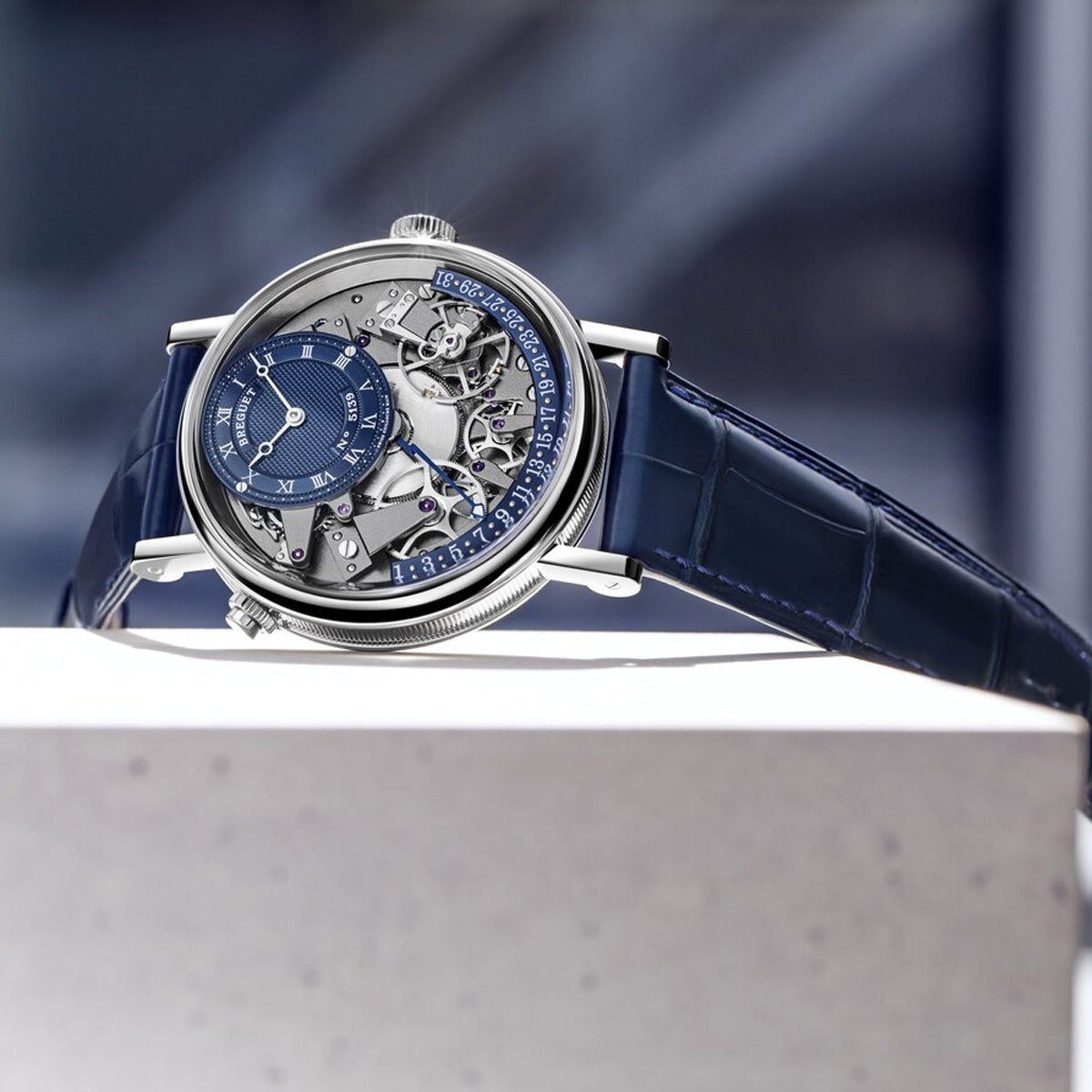 Breguet Tradition Quantième Rétrograde 7597 White Gold Blue Dial 7597BB/GY/9WU