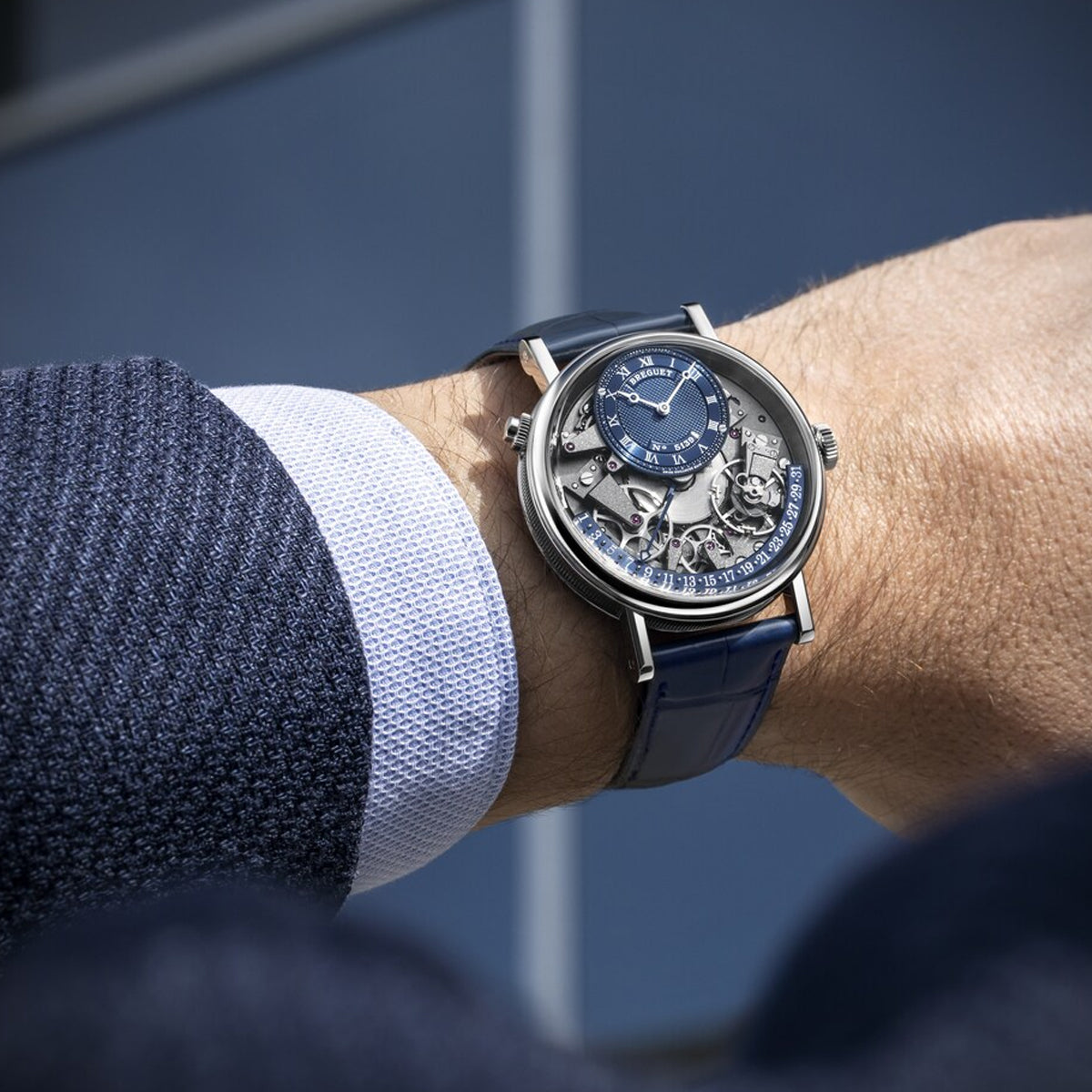 Breguet Tradition Quantième Rétrograde 7597 White Gold Blue Dial 7597BB/GY/9WU