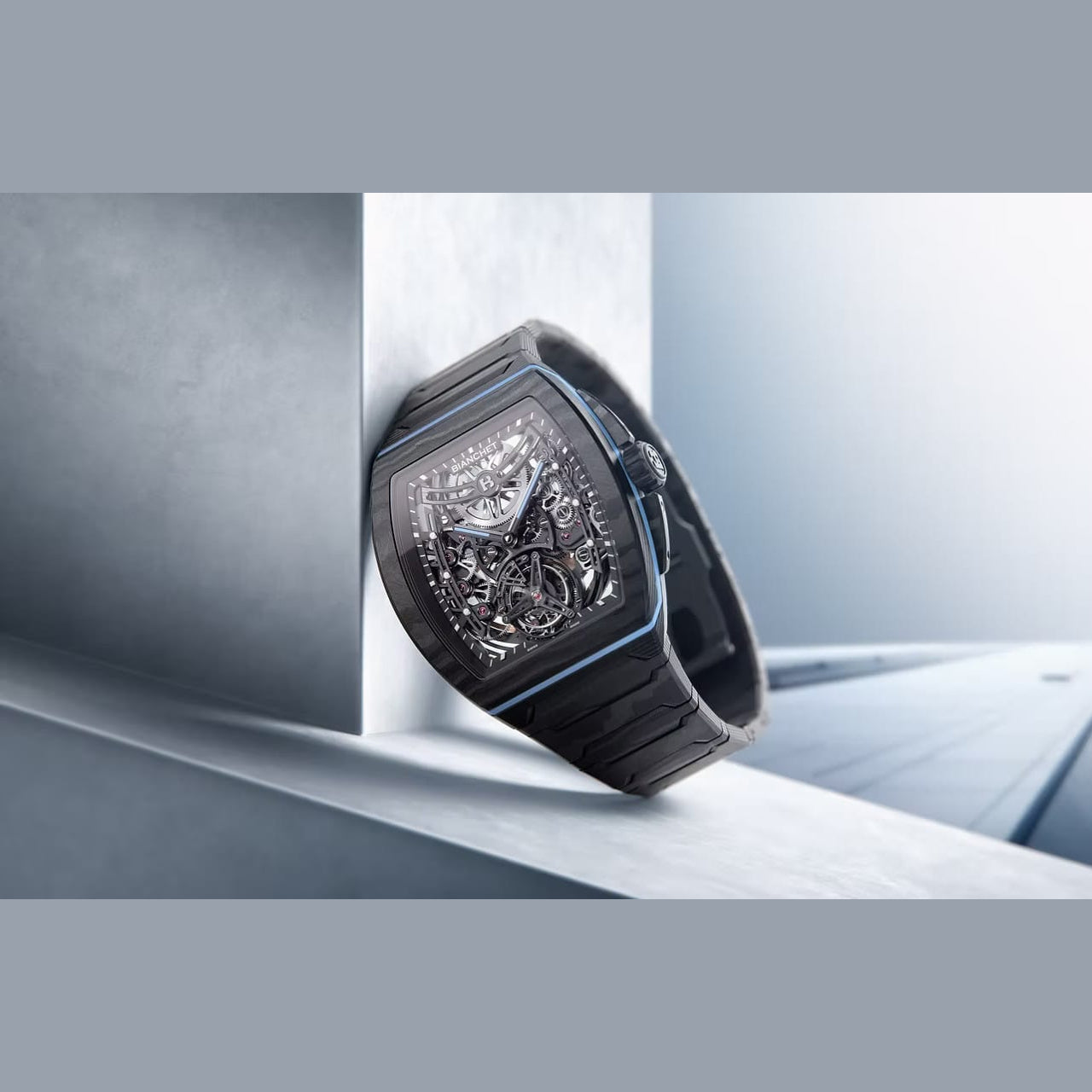 Bianchet Flying Tourbillon Ultrafino Skeleton Carbon Sky Blue UFFTSKCBSB