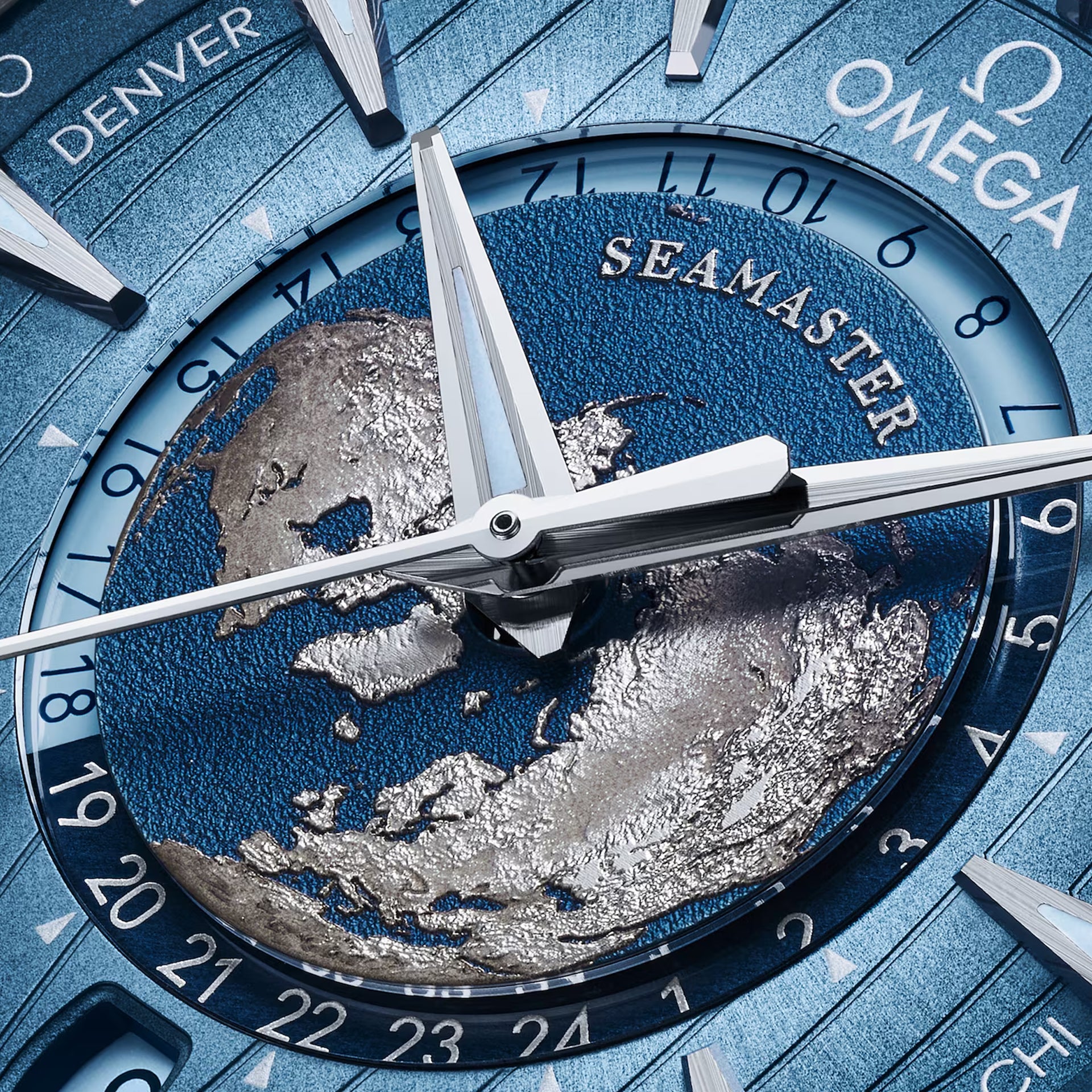 Omega 220.12.43.22.03.002 Seamaster Aqua Terra 150M Worldtimer Summer Blue on Strap