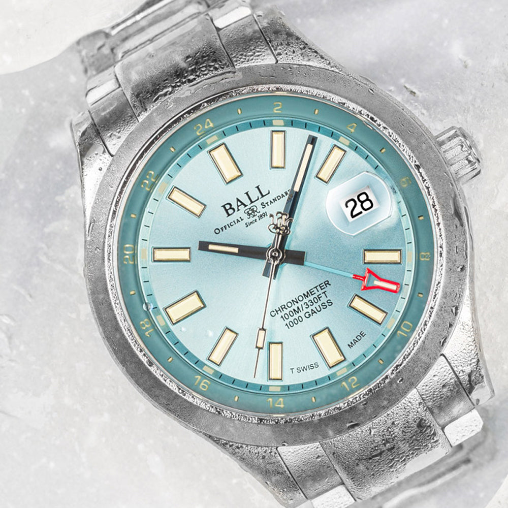 Ball Engineer III Endurance 1917 GMT 41mm Ice Blue Dial Rainbow Tubes