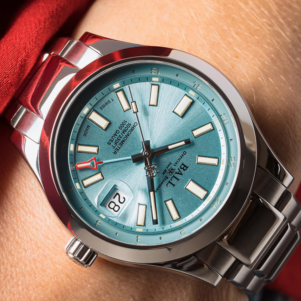 Ball Engineer III Endurance 1917 GMT 41mm Ice Blue Dial Rainbow Tubes