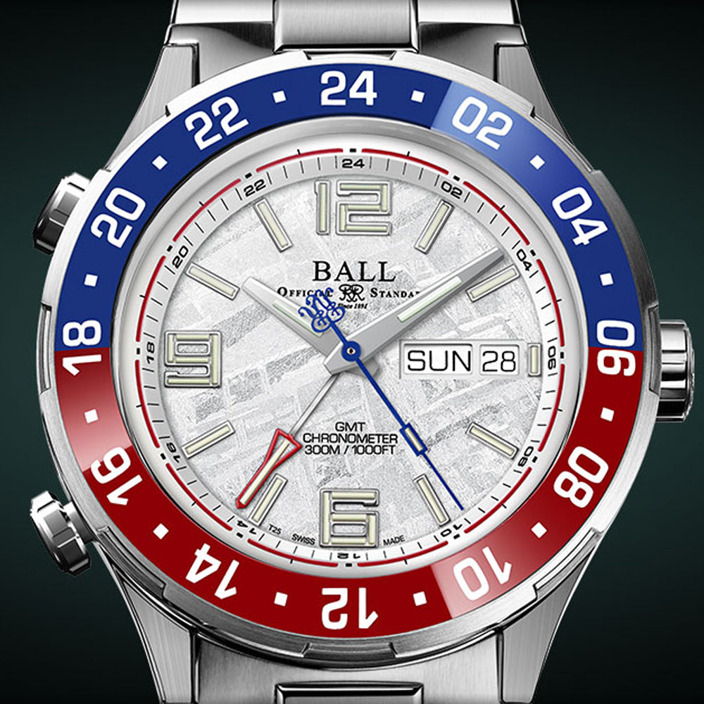 Ball Roadmaster Marine GMT Meteorite Dial 40mm Blue & Red