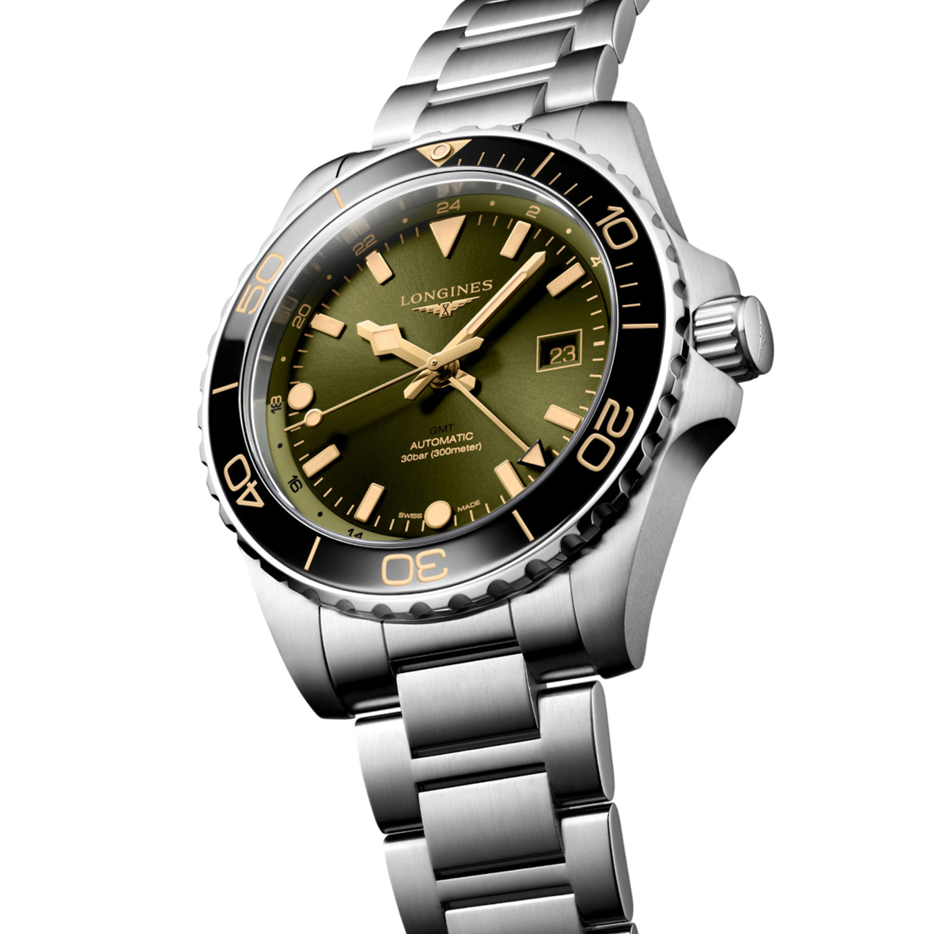 Longines L3.890.4.06.6 Hydroconquest GMT 43mm Green Dial