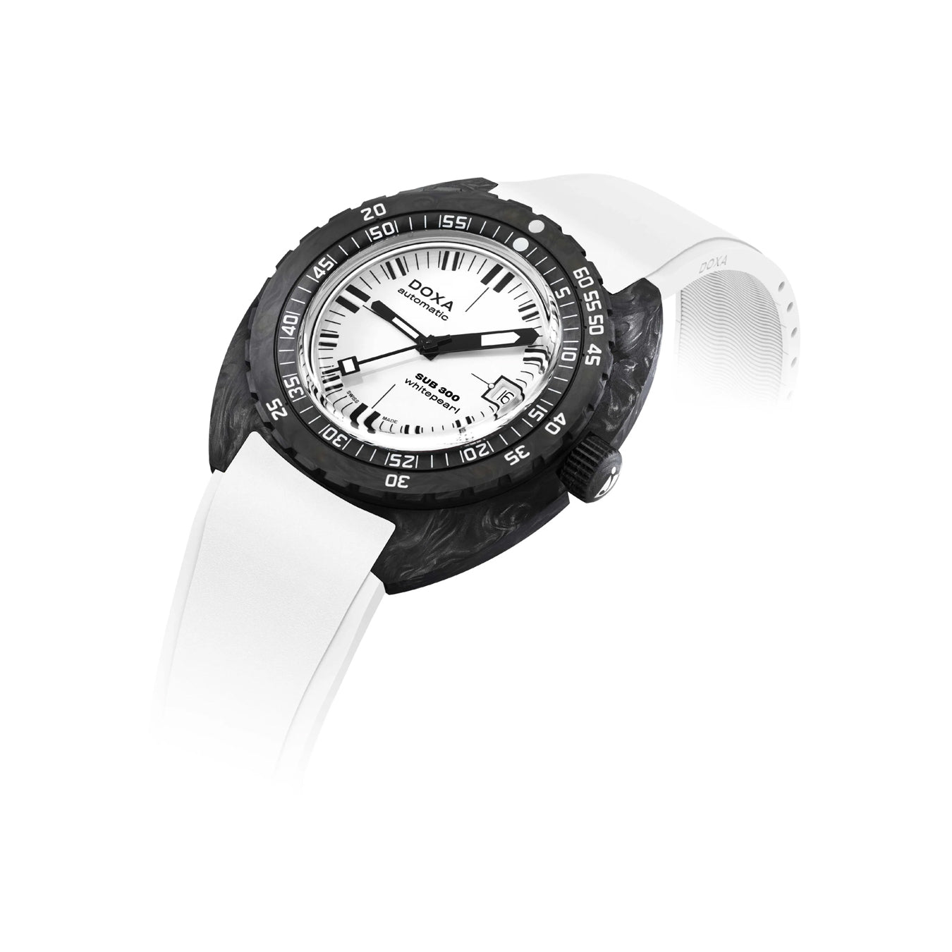 DOXA Sub 300 Carbon Whitepearl 822.70.011.23 on Strap