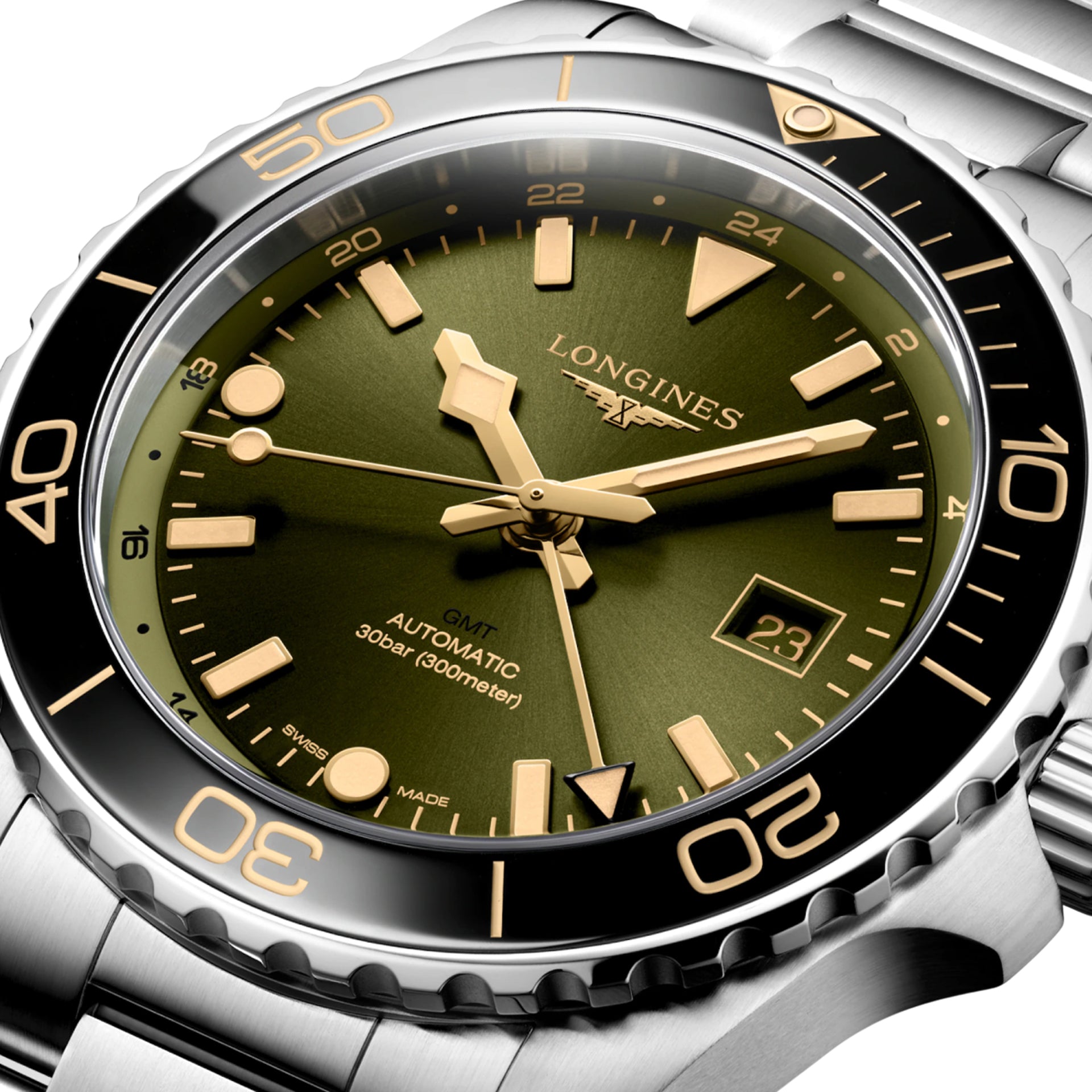 Longines L3.890.4.06.6 Hydroconquest GMT 43mm Green Dial