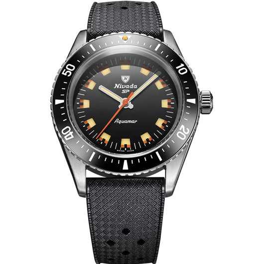 Nivada Grenchen 32068A01 Aquamar Black On Rubber Strap