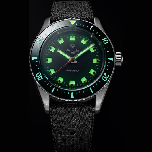 Nivada Grenchen 32068A01 Aquamar Black On Rubber Strap