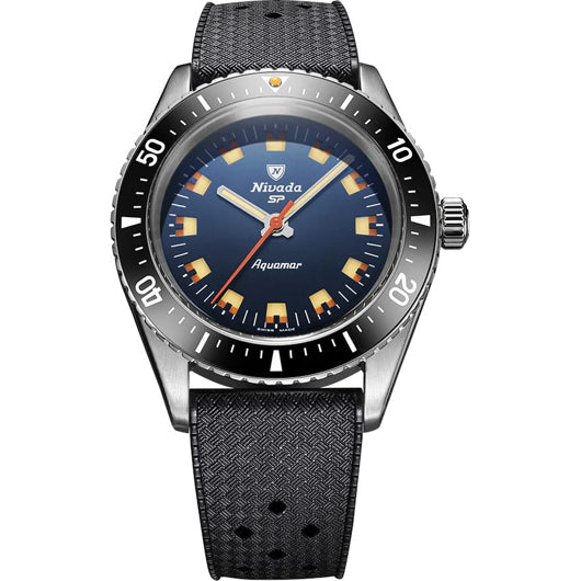 Nivada Grenchen 32074A01 Aquamar Blue On Rubber Strap