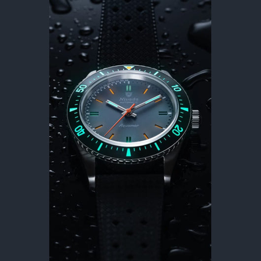 Nivada Grenchen 32077A01 Aquamar Grey on Rubber Strap