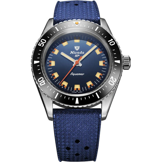 Nivada Grenchen 32074A24 Aquamar Blue On Rubber Strap