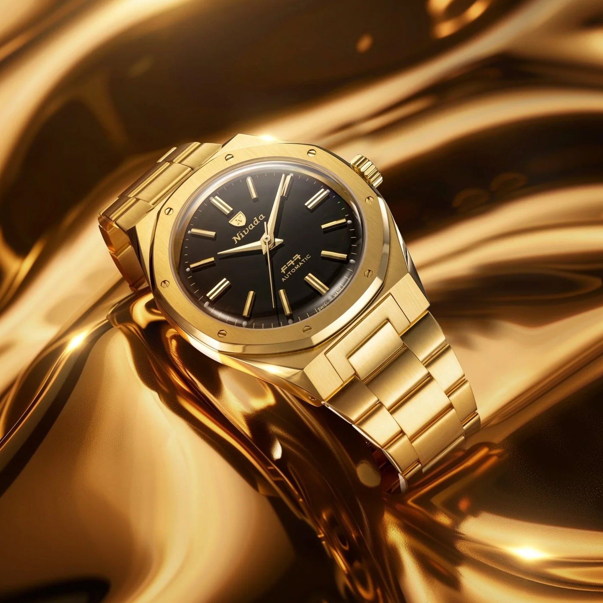 Nivada Grenchen 68028A77 F77 Mark II Gold