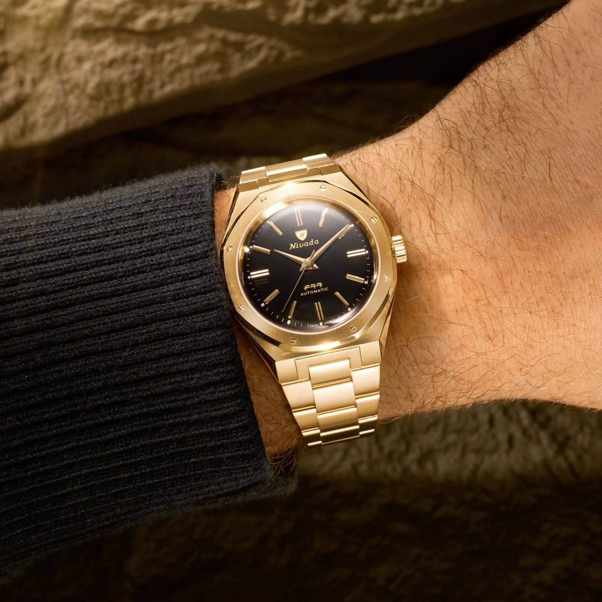 Nivada Grenchen 68028A77 F77 Mark II Gold