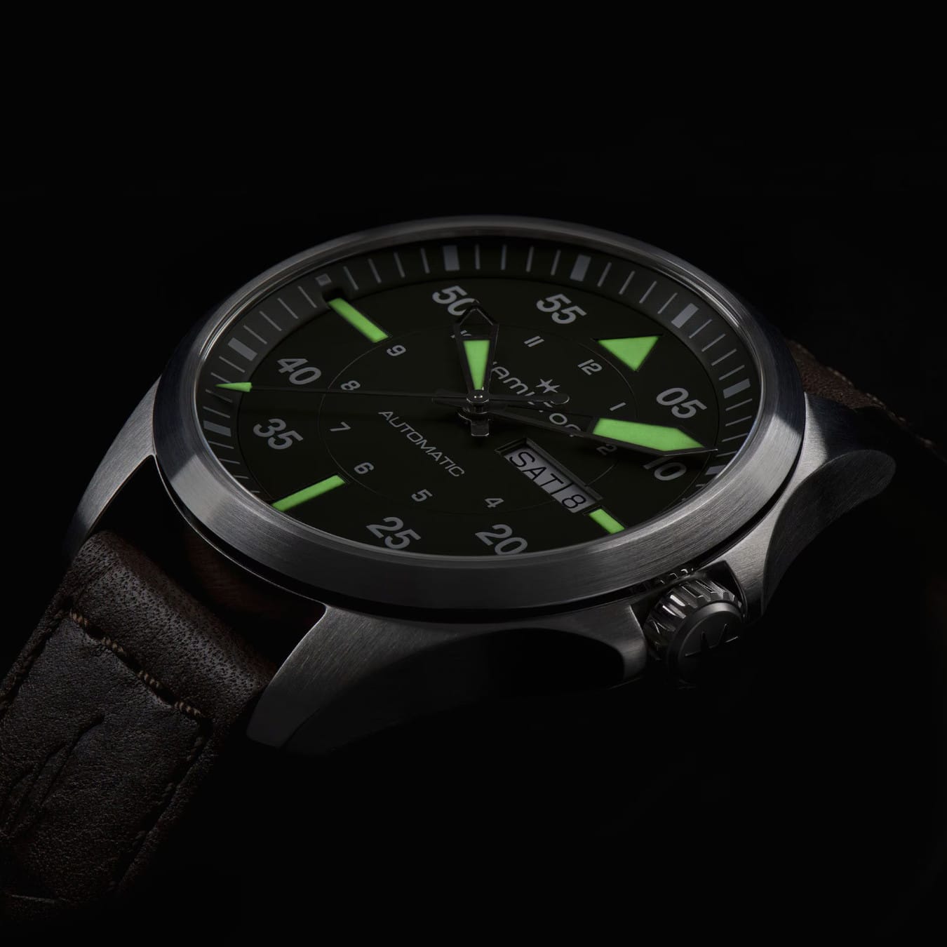 Hamilton H64635560 Khaki Aviation Pilot Day Date Auto 42mm
