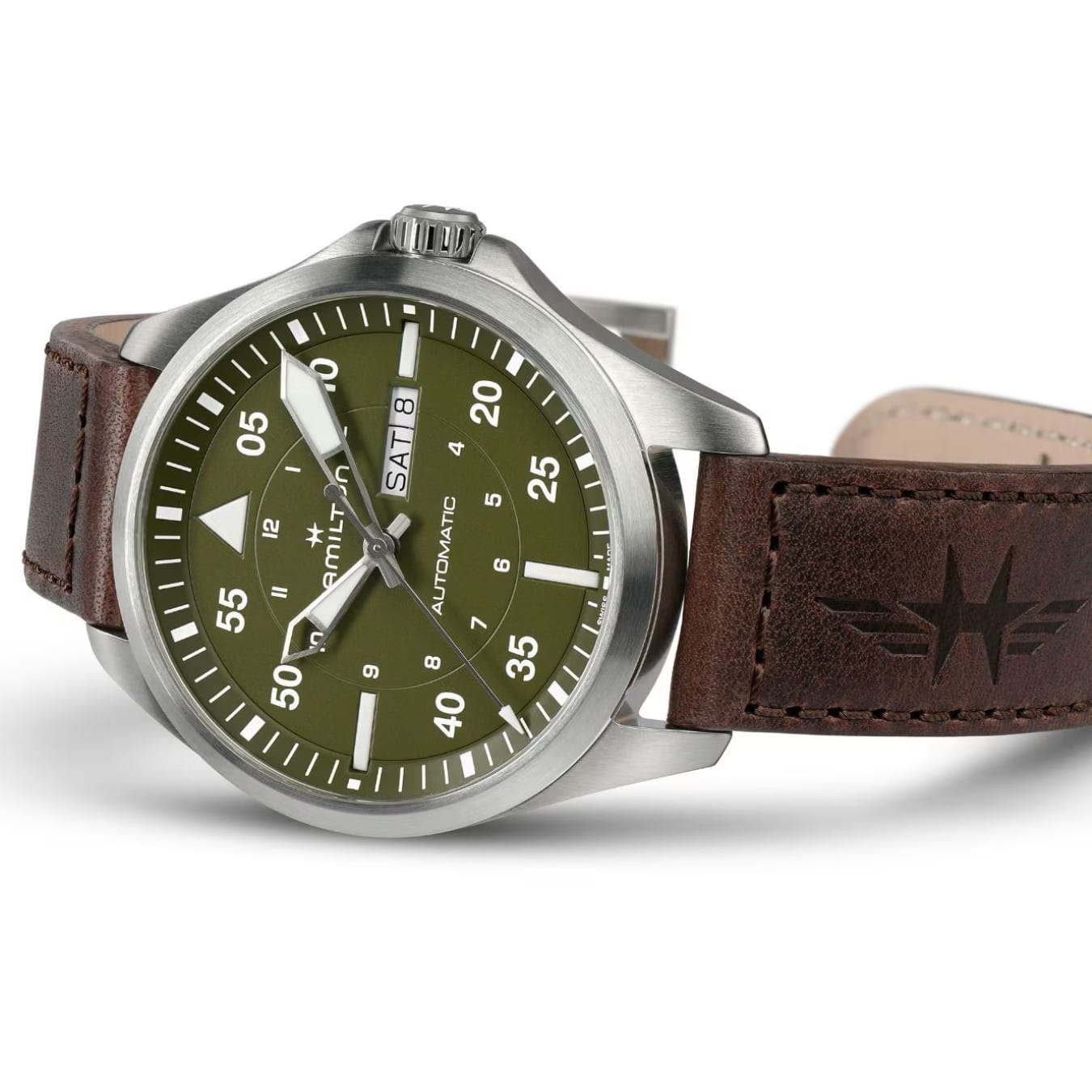 Hamilton H64635560 Khaki Aviation Pilot Day Date Auto 42mm