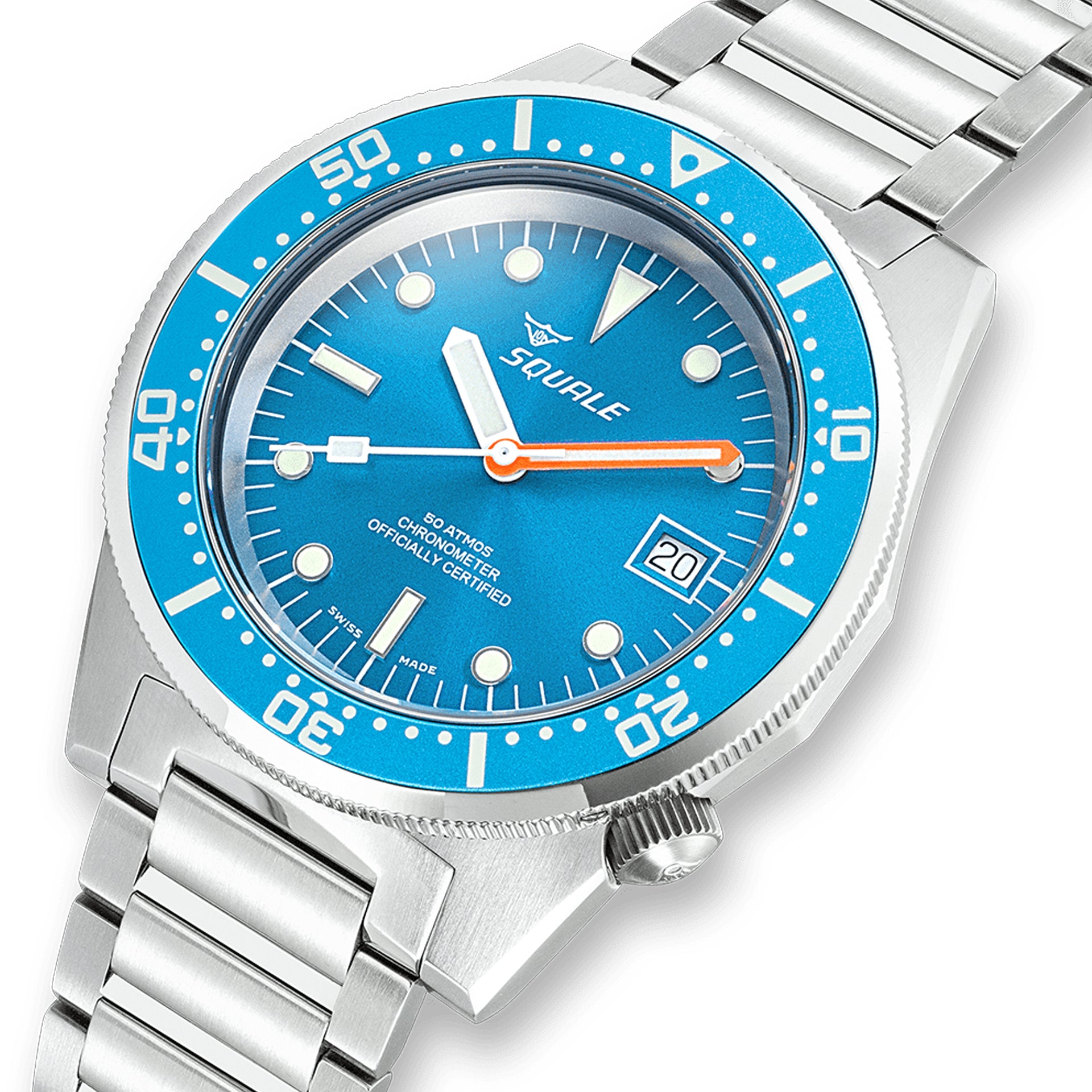 Squale 1521 Ocean COSC Steel Blue on Bracelet 1521COSOCN.SQ20B