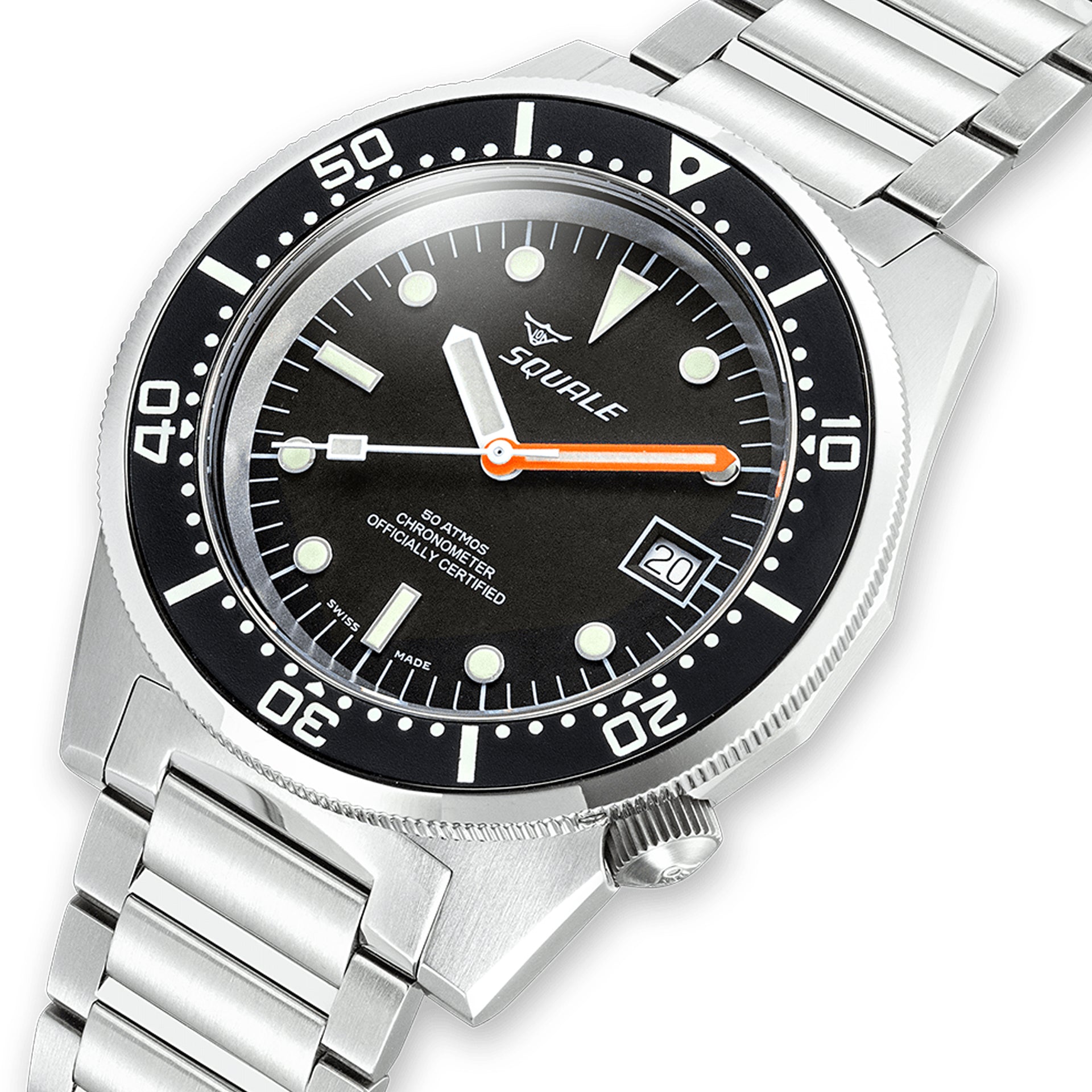 Squale 1521 Classic COSC Steel Black on Bracelet 1521COSCL.SQ20B
