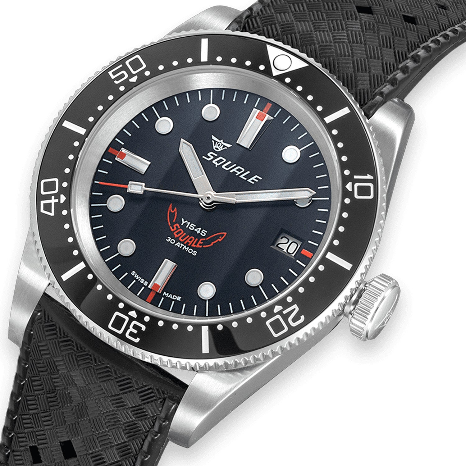 Squale 1545BKBKC.HT 1545 Steel Black on Strap