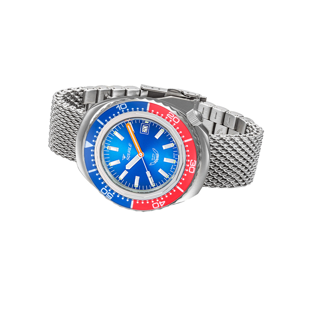 Squale Blue Red Sapphire Bezel 2002.SS.BLR.BL.ME22