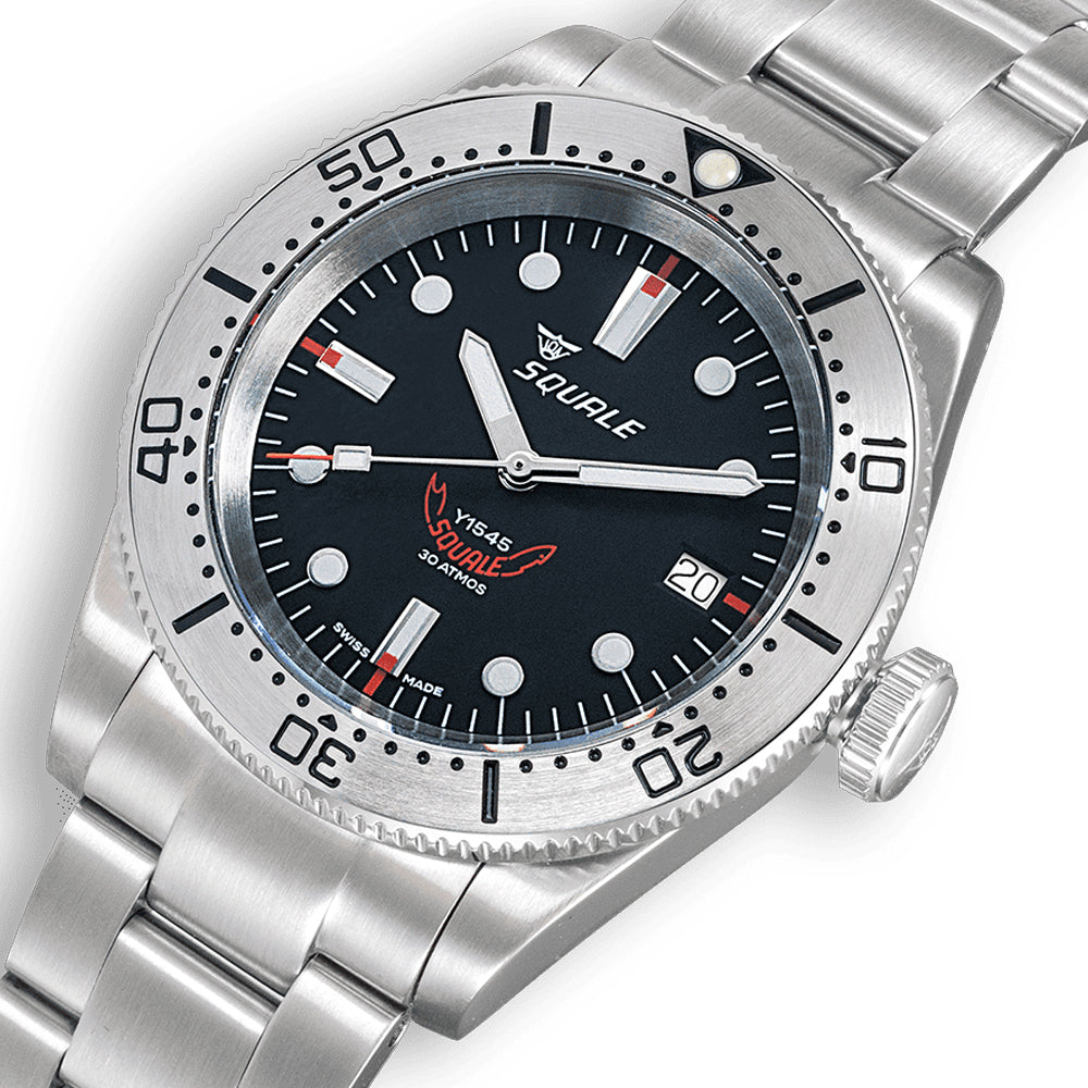 Squale 1545SSBK.AC 1545 Steel Black on Bracelet
