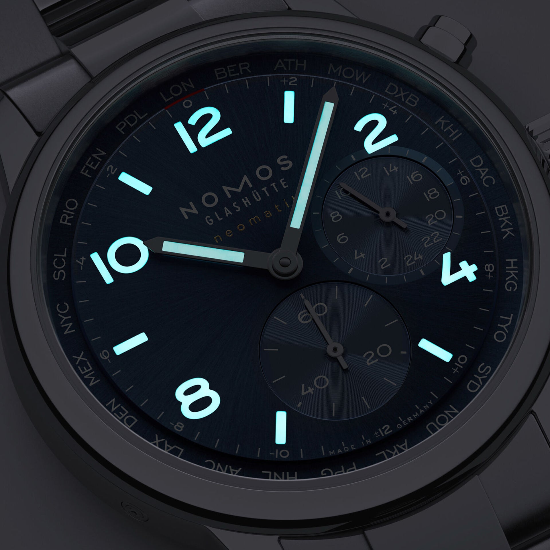NOMOS Glashütte Club Sport Neomatik Worldtimer Blue