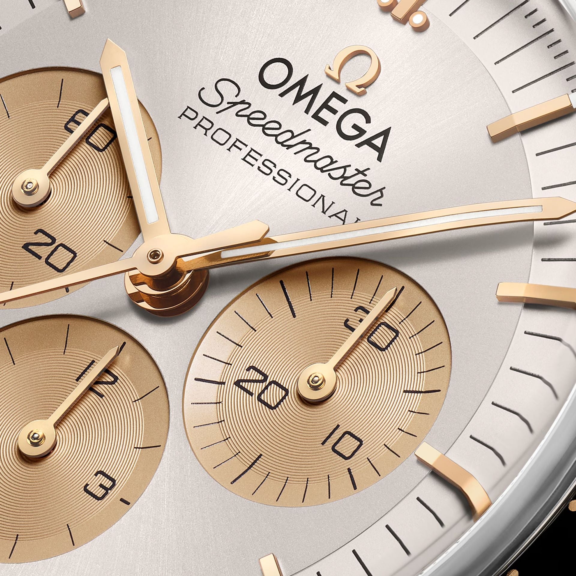 Omega 310.23.42.50.02.001 Speedmaster Moonwatch Professional 42mm Steel Moonshine Gold on Alligator Strap