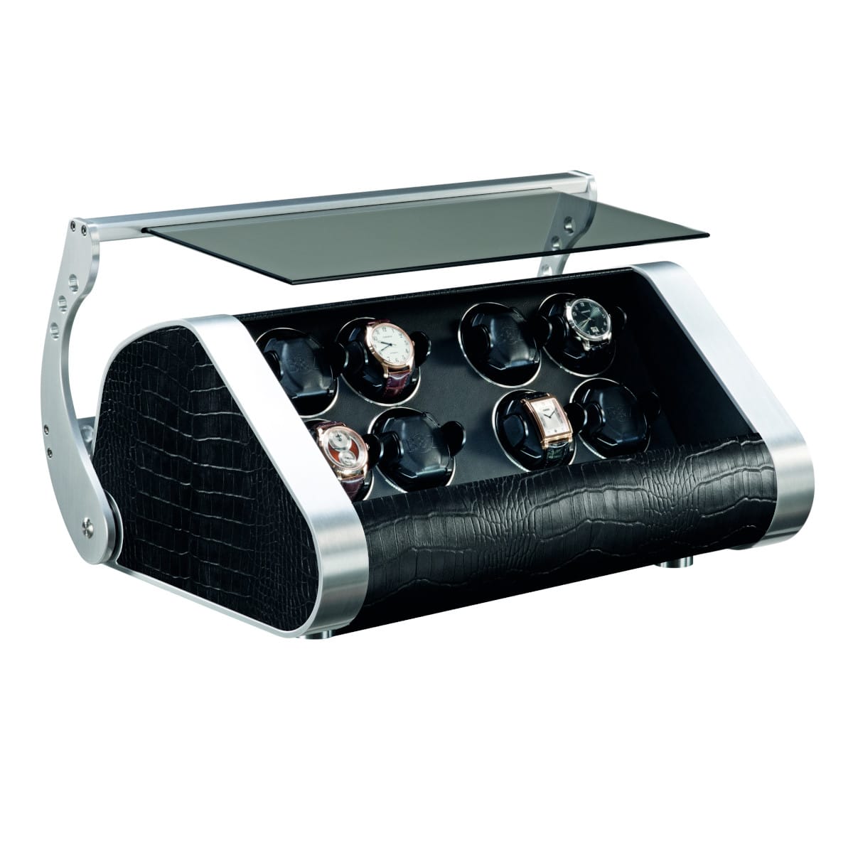 Buben & Zorweg REVOLUTION 8 Croco Black Leather Watch Winder