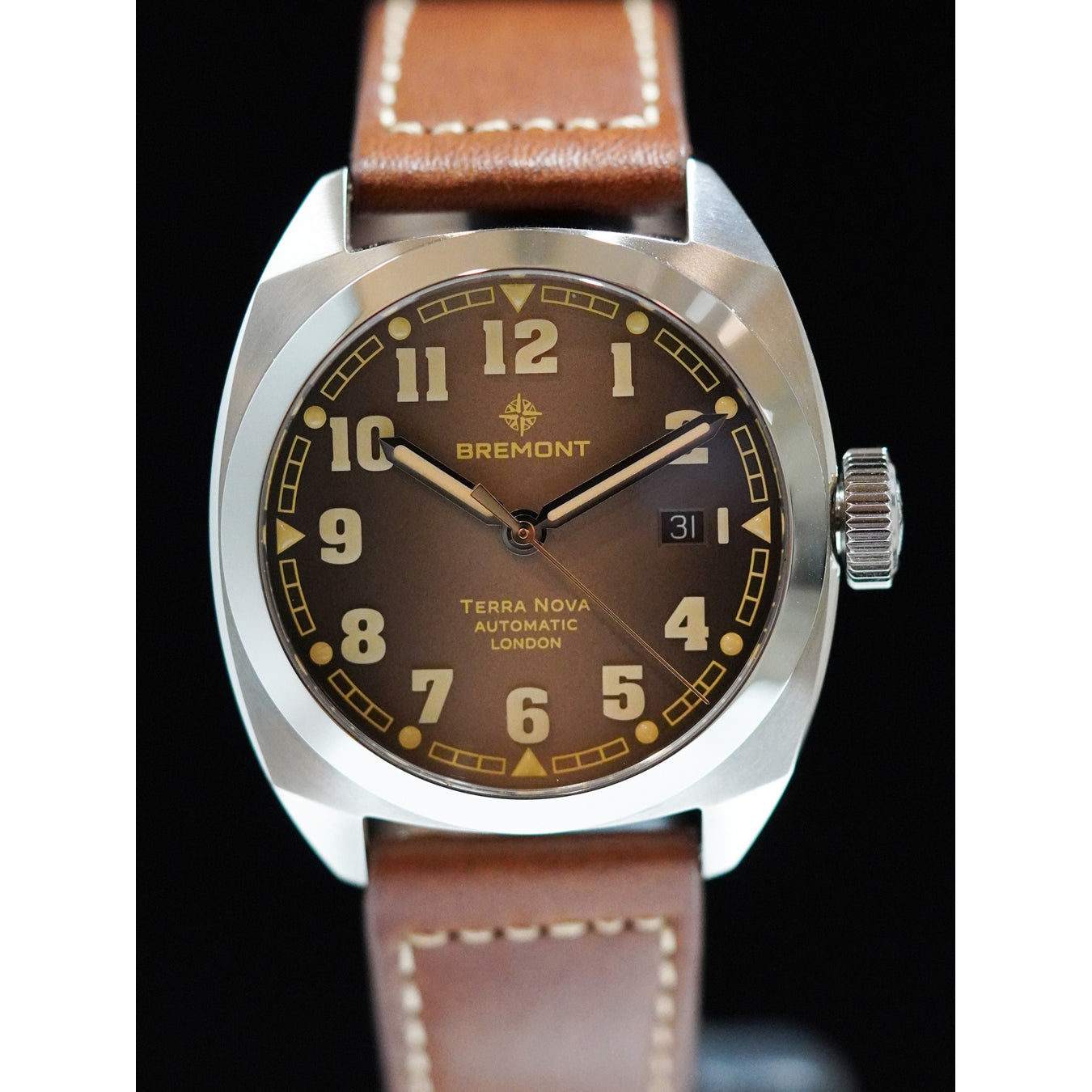 Bremont TN40-DT-SS-BR-L-S Terra Nova Date SS Caramel Dial Leather Strap