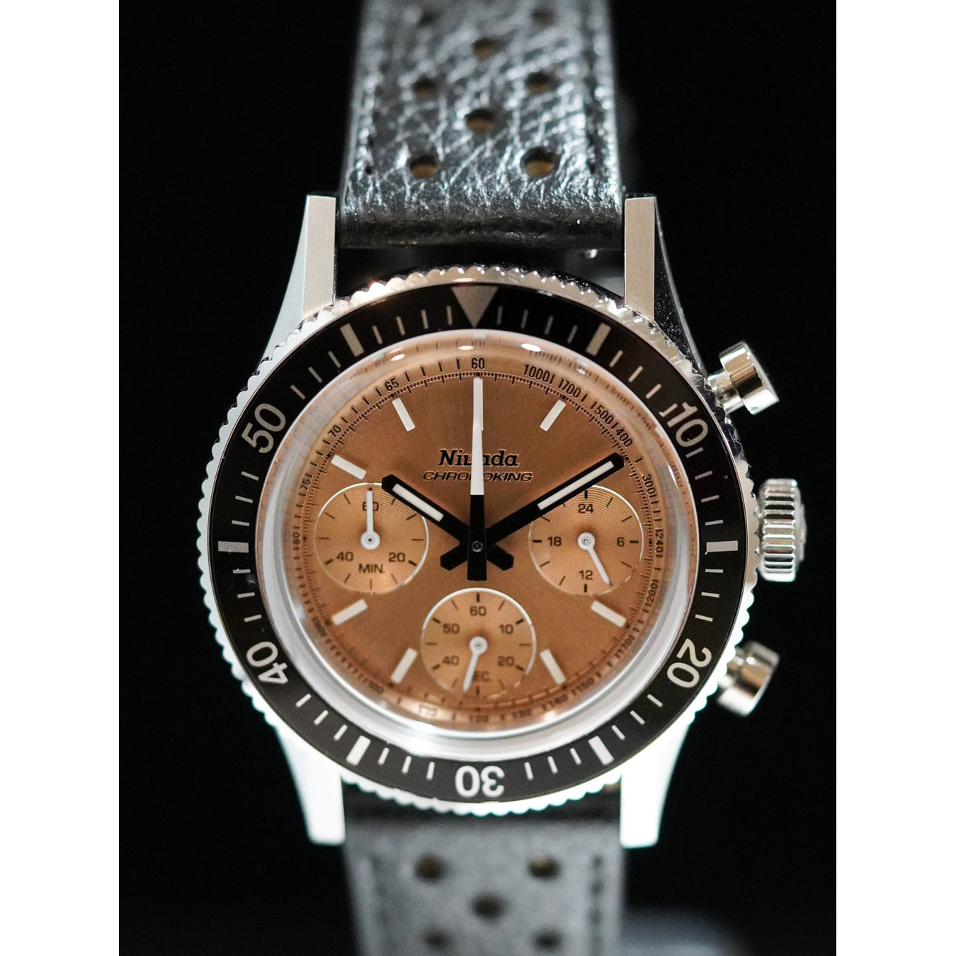 Nivada Grenchen 87043Q10 Chronoking Salmon Dial on Strap