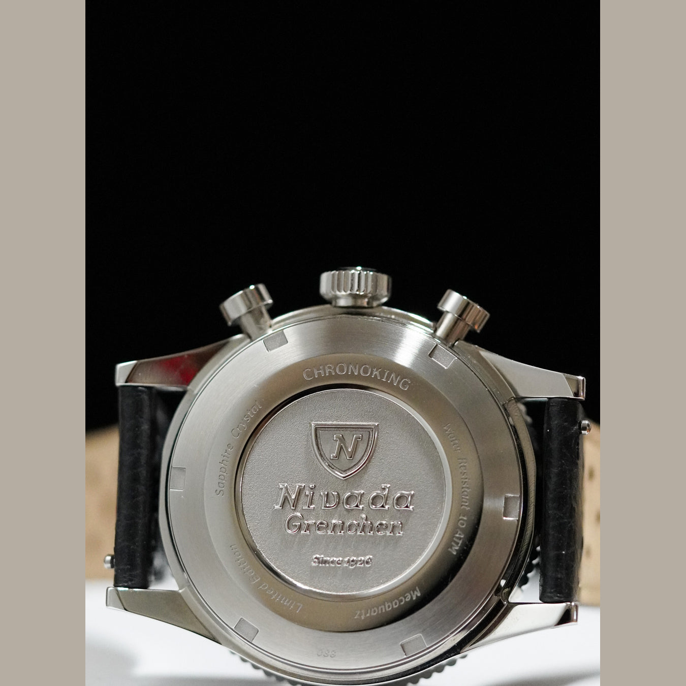 Nivada Grenchen 87043Q10 Chronoking Salmon Dial on Strap