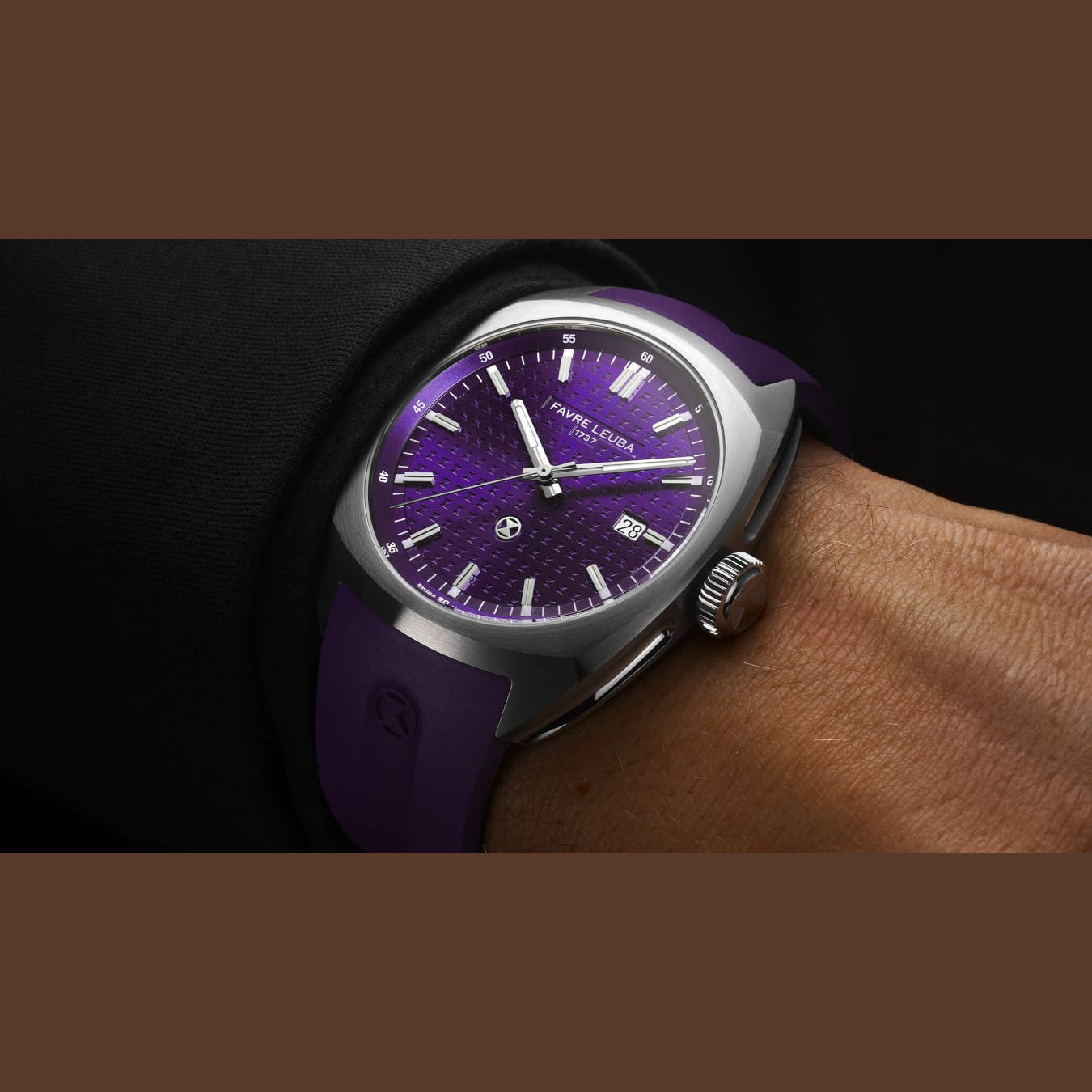 Favre Leuba 00.20102.102.07.307 Chief Date Purple Dial on Strap