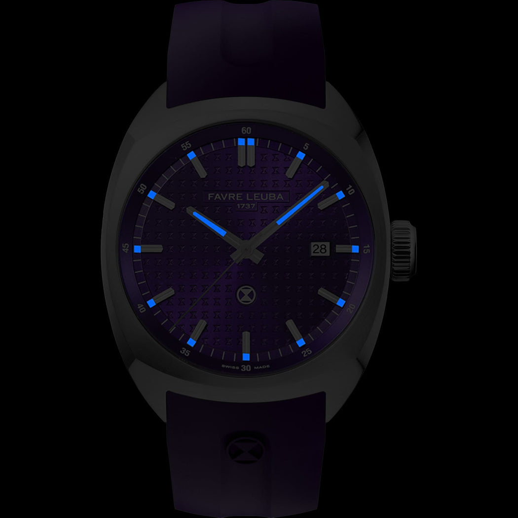 Favre Leuba 00.20102.102.07.307 Chief Date Purple Dial on Strap