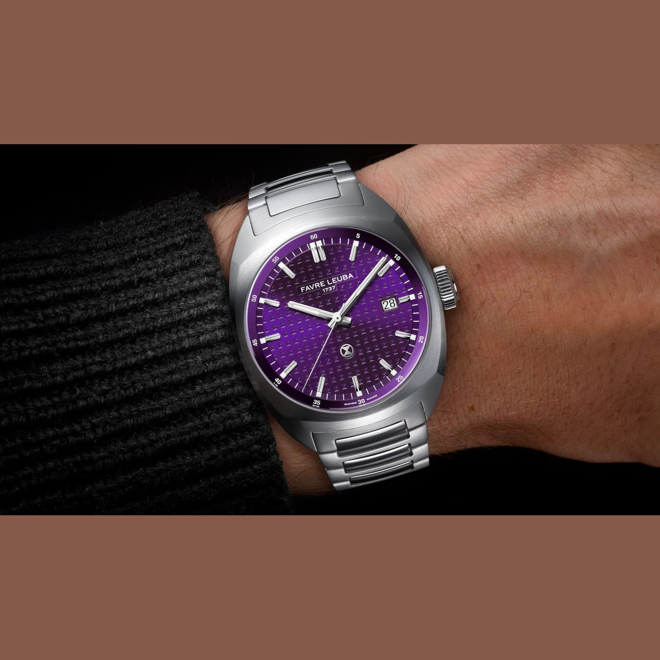 Favre Leuba 00.20102.102.07.200 Chief Date Purple Dial on Bracelet