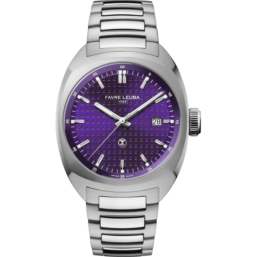 Favre Leuba 00.20102.102.07.200 Chief Date Purple Dial on Bracelet