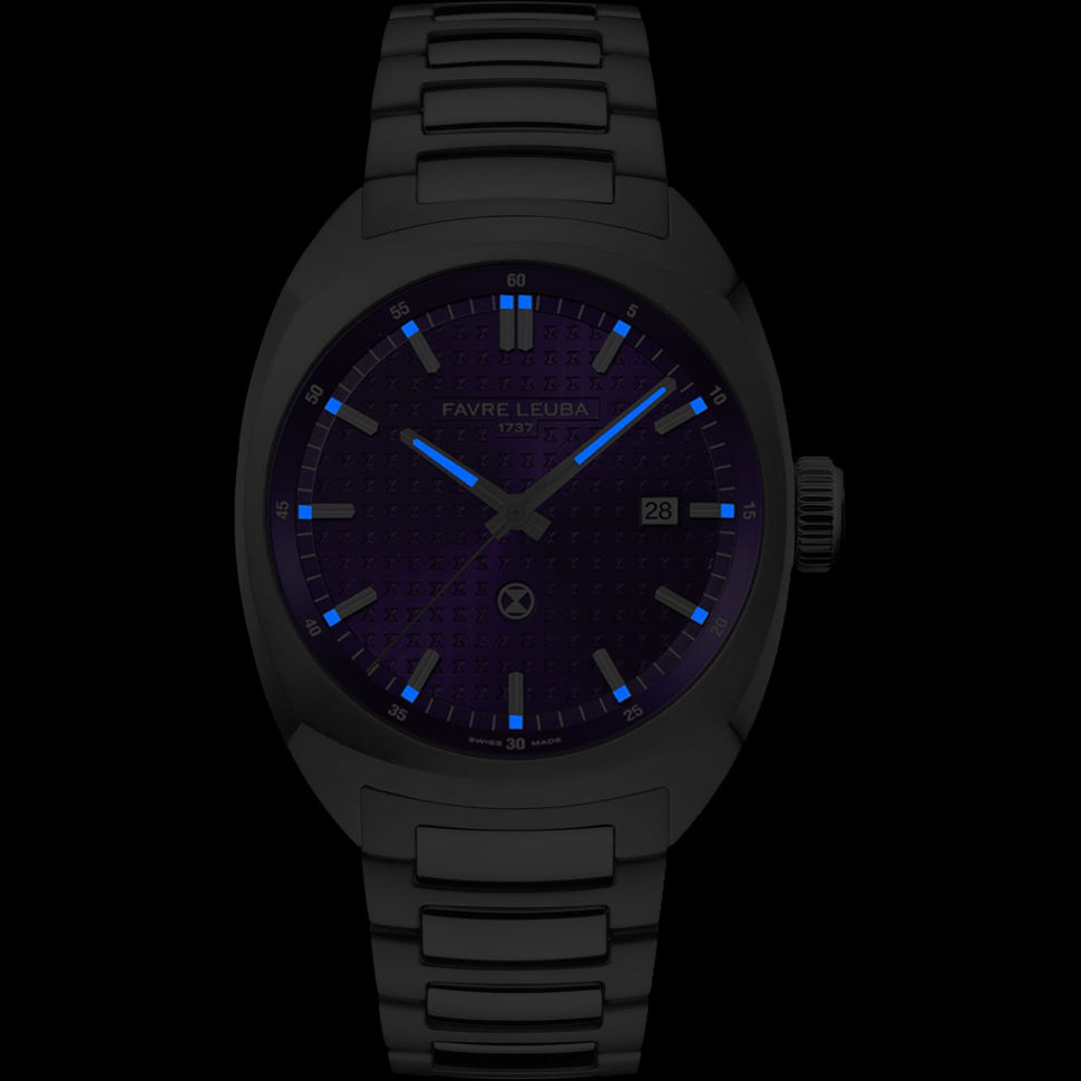 Favre Leuba 00.20102.102.07.200 Chief Date Purple Dial on Bracelet