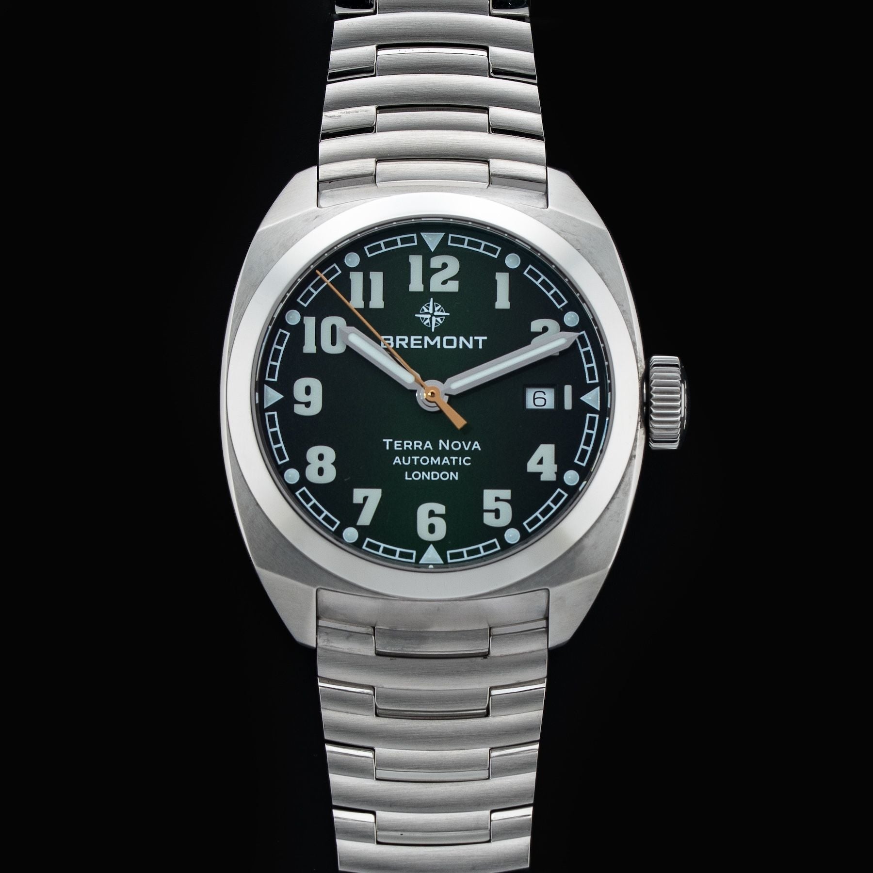 Bremont TN40-DT-SS-GN-B Terra Nova 40.5 Date Green Dial On Bracelet