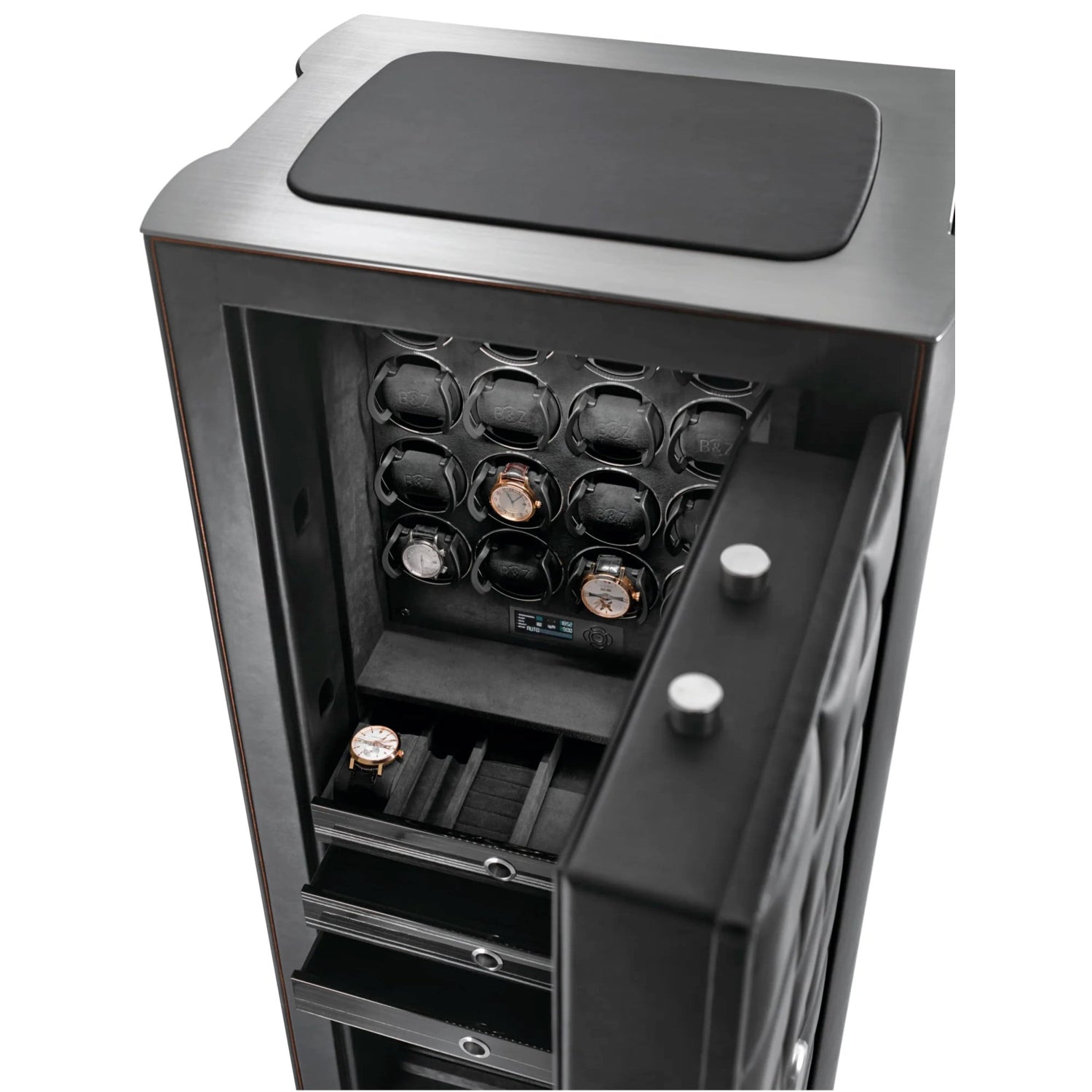 Buben & Zorweg Orion XL Standalone VdS I Nappa Black Graphite Safe with Watch Winders