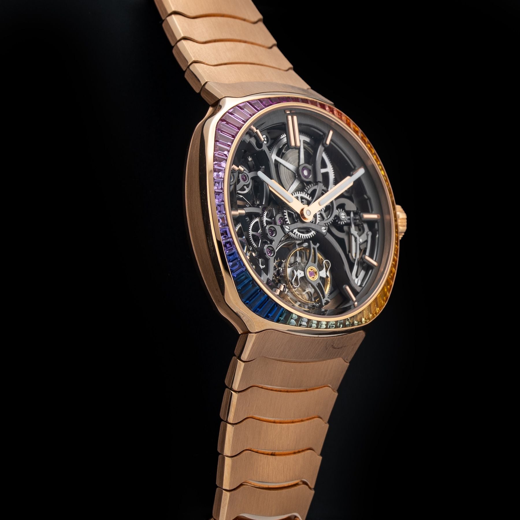 H. Moser & Cie. 6814-0401 Streamliner Tourbillon Rose Gold Skeleton Rainbow