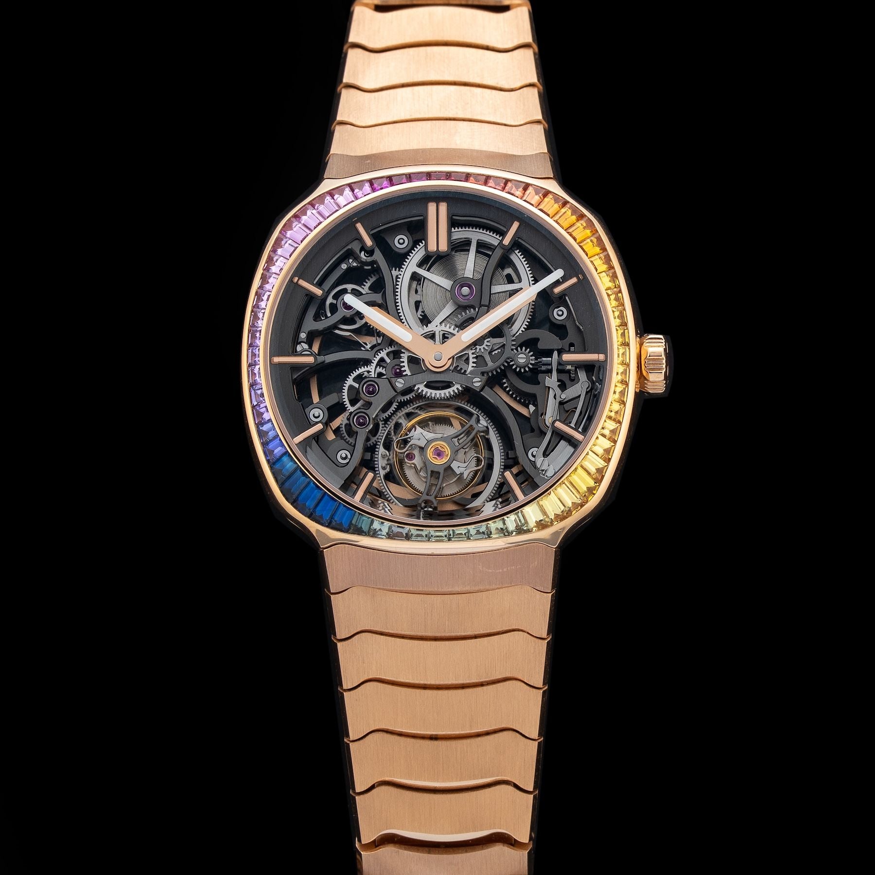 H. Moser & Cie. 6814-0401 Streamliner Tourbillon Rose Gold Skeleton Rainbow