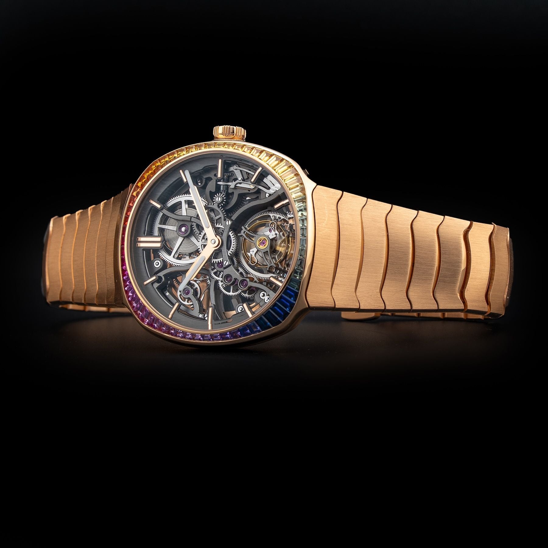 H. Moser & Cie. 6814-0401 Streamliner Tourbillon Rose Gold Skeleton Rainbow