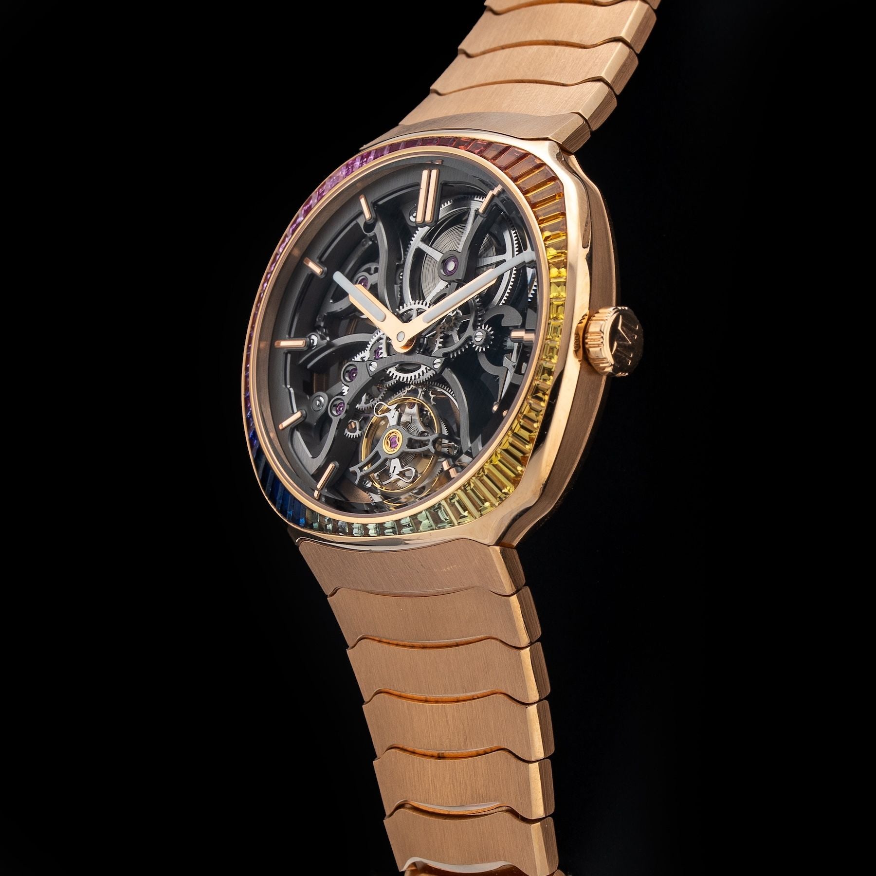 H. Moser & Cie. 6814-0401 Streamliner Tourbillon Rose Gold Skeleton Rainbow