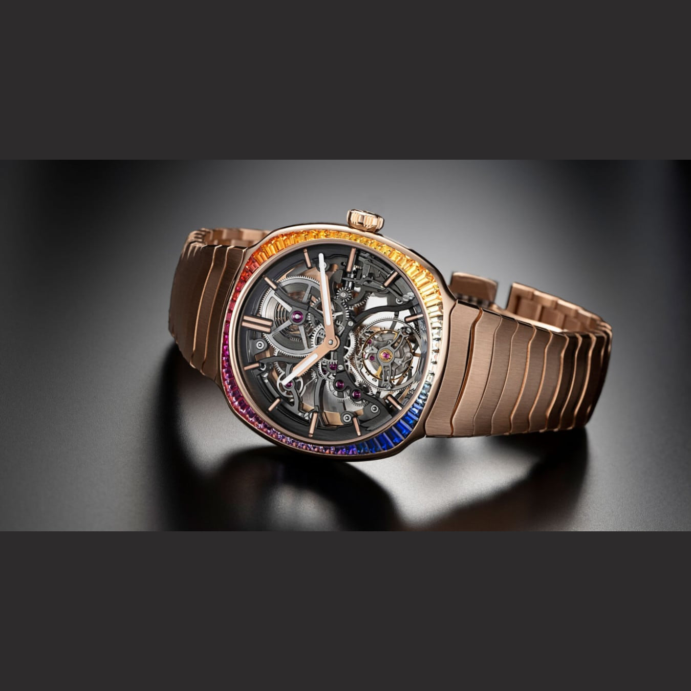 H. Moser & Cie. 6814-0401 Streamliner Tourbillon Rose Gold Skeleton Rainbow