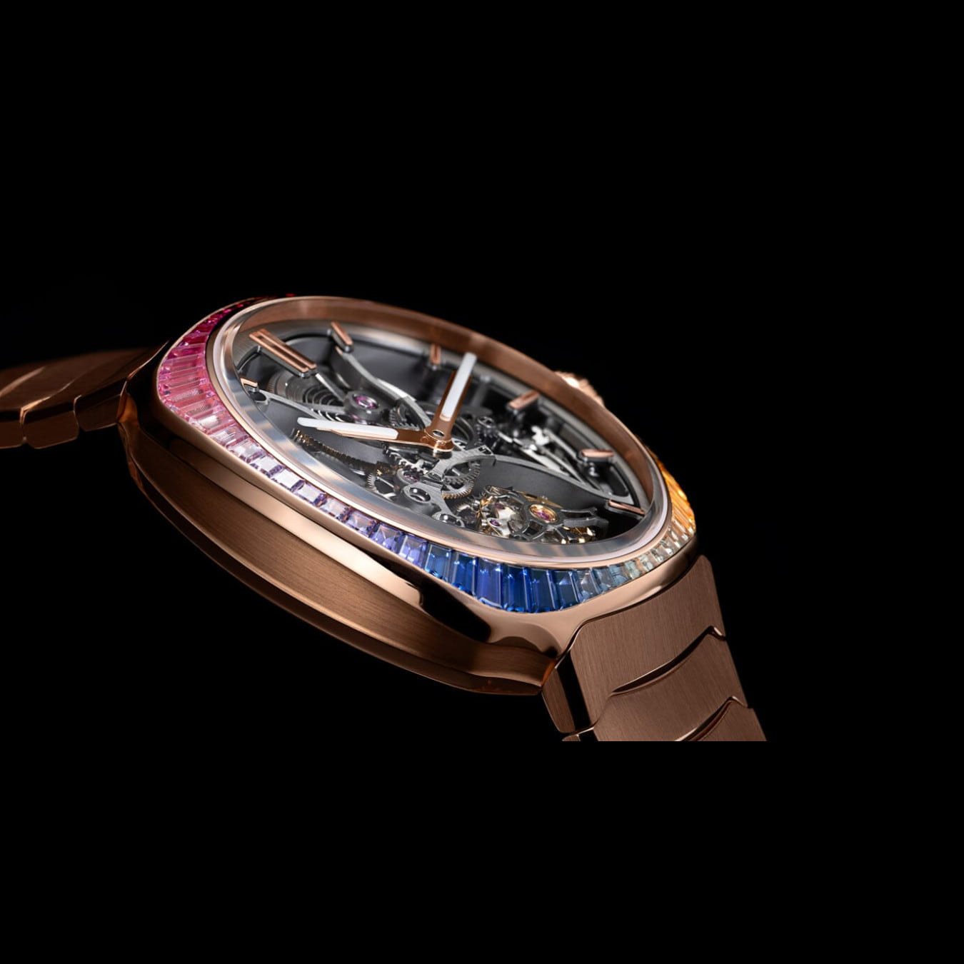 H. Moser & Cie. 6814-0401 Streamliner Tourbillon Rose Gold Skeleton Rainbow