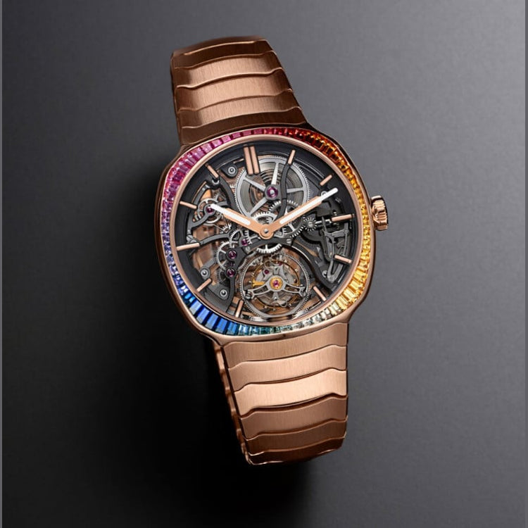 H. Moser & Cie. 6814-0401 Streamliner Tourbillon Rose Gold Skeleton Rainbow