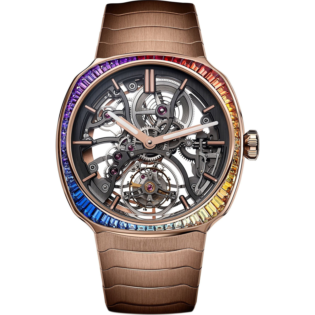 H. Moser & Cie. 6814-0401 Streamliner Tourbillon Rose Gold Skeleton Rainbow