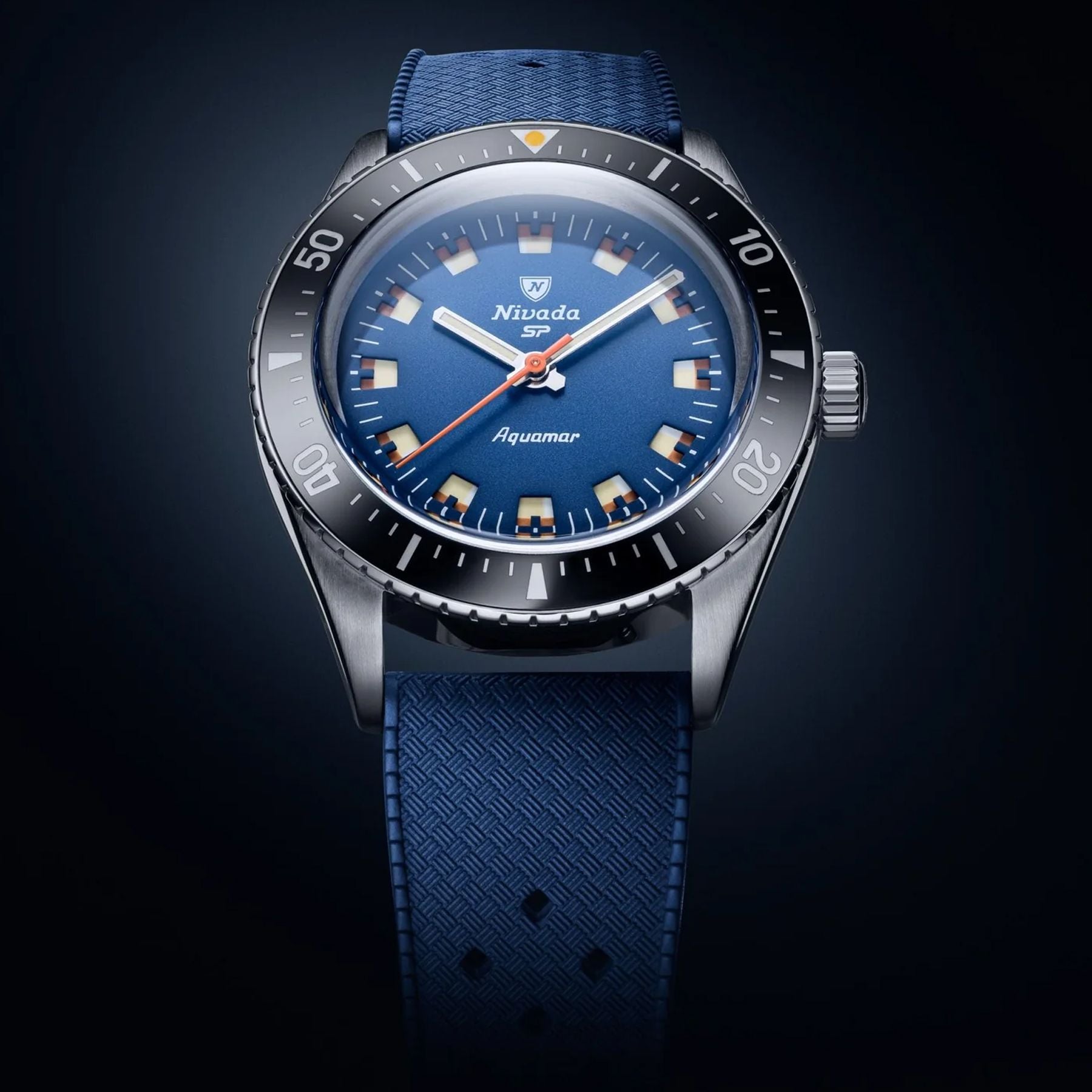 Nivada Grenchen 32074A24 Aquamar Blue On Rubber Strap