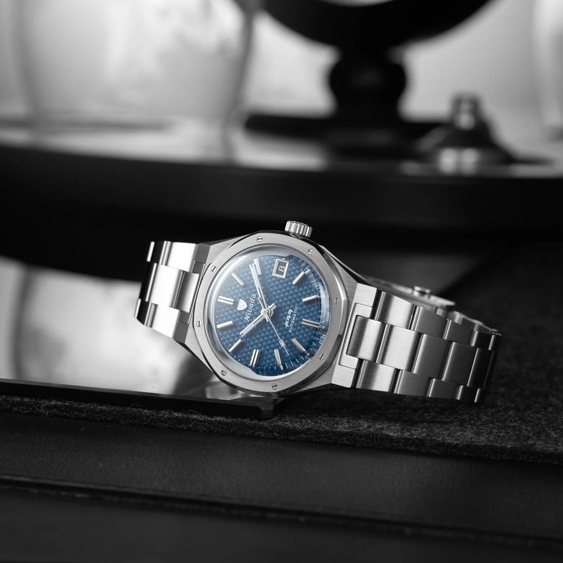 Nivada Grenchen F77 Blue Dial Date