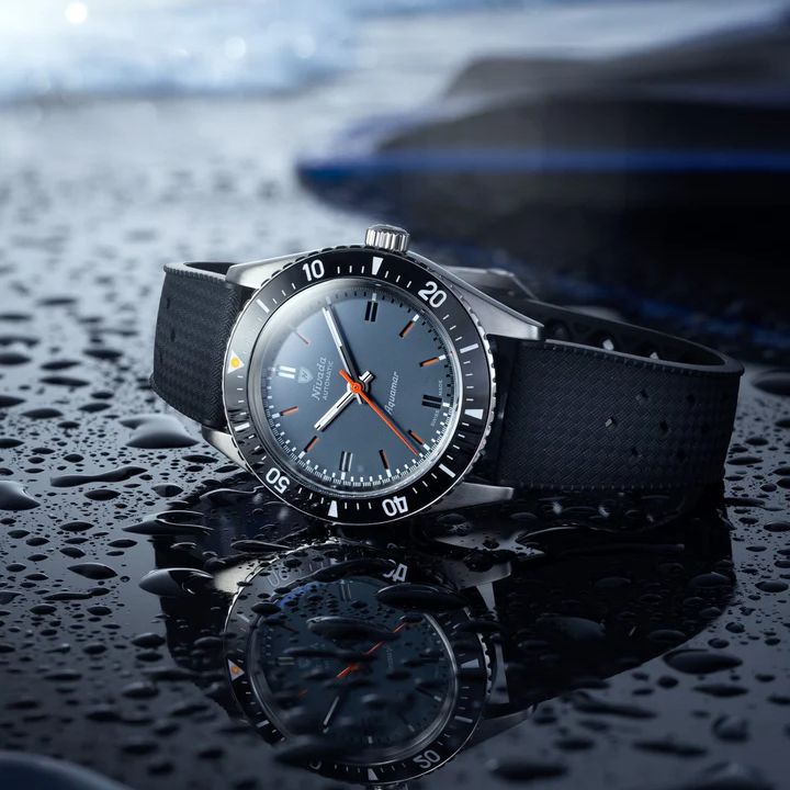 Nivada Grenchen 32077A01 Aquamar Grey on Rubber Strap