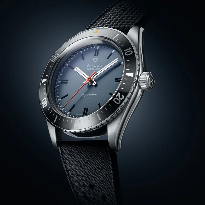 Nivada Grenchen 32077A01 Aquamar Grey on Rubber Strap