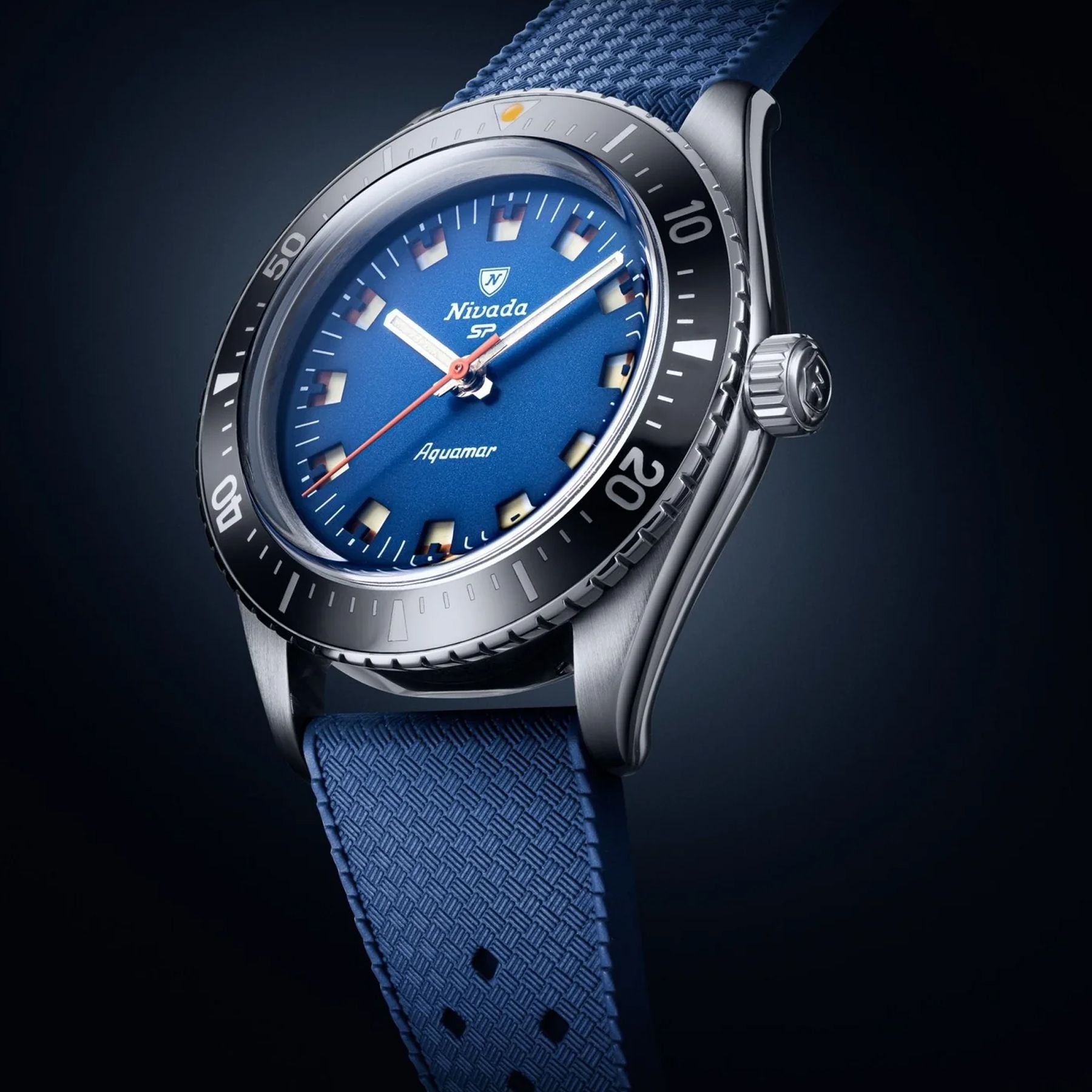 Nivada Grenchen 32074A24 Aquamar Blue On Rubber Strap